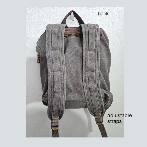 Canvas Leather Backpack, LargeTravel, School Backpack, Laptop - Picture 3 of 8